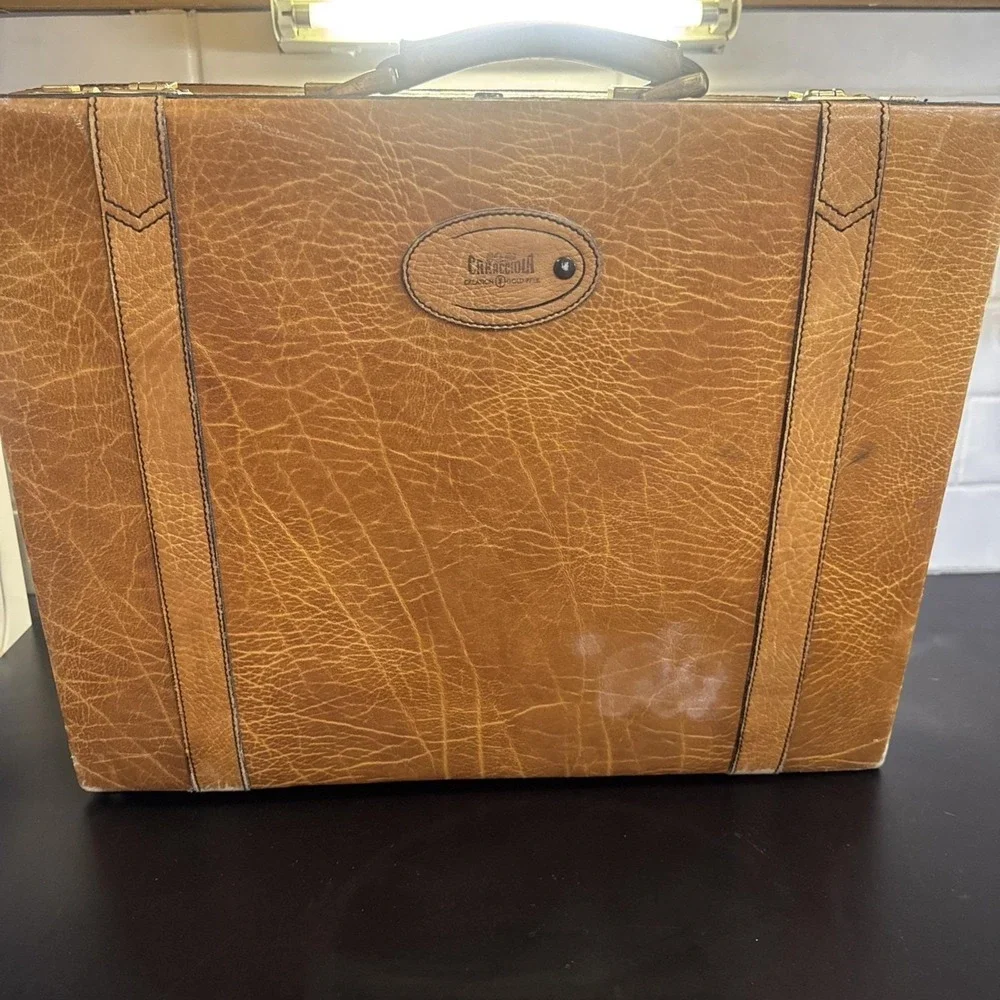 GOLDPFEIL CARACCIOLA Leather Briefcase Attaché Hard Case West GERMANY